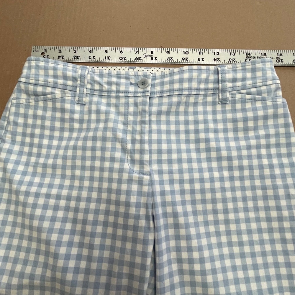 Talbots Women's Petite Size 4P Blue Gingham Perfect Crop Coastal Chinos Beach - Picture 10 of 15